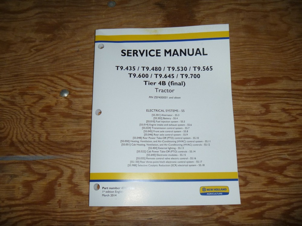 New Holland T9.700 Tier 4B Tractor Electrical Shop Service Repair Manual Vol 2