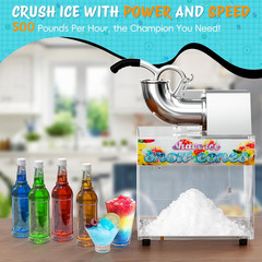 Commercial 48L Snow Cone Machine – 500LB/H Electric Shaved Ice Maker