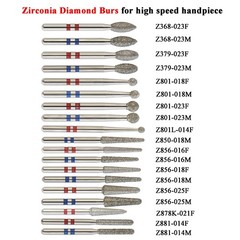 Dental Diamond Burs Zirconia Cutting FG Burr Football Round End Taper Cylinder