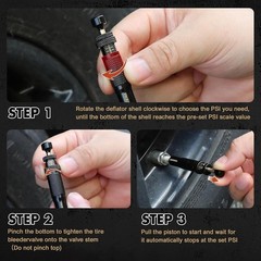 Adjustable Auto-Stop Tire Deflator Valve Kit (10-30 PSI) 4 PCS Screw-on Tyre Air