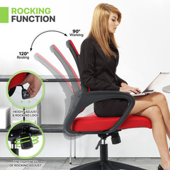 Height Adjustable Swivel Computer Home Office Ergonomic Desk Mesh Chair Red