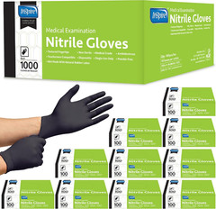Black Nitrile Disposable Gloves, Medical Exam Grade, Powder Free, Puncture