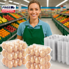 100 Packs Egg Cartons Cheap Bulk Plastic for 12 Eggs Clear Egg Cartons 3* 4 Grid