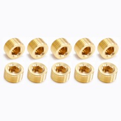 10 Brass 1/2″ Hex Pipe Plugs Countersunk Style Male NPT Pipe End Fitting Cap ##