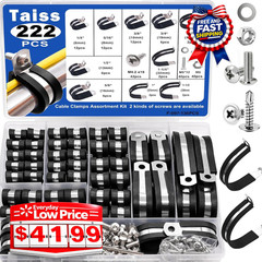 222PCS Stainless Steel Rubber Cushion Cable Clamps Kit 10 Sizes Pipe Wire Set