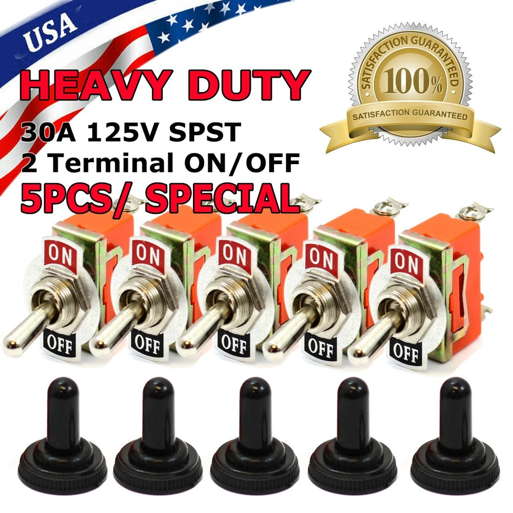 5X Toggle SWITCH ON/OFF Heavy Duty 15A 250V SPDT 2 Terminal Car Boat Waterproof