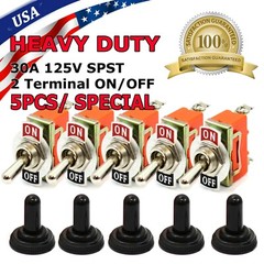5X Toggle SWITCH ON/OFF Heavy Duty 15A 250V SPDT 2 Terminal Car Boat Waterproof