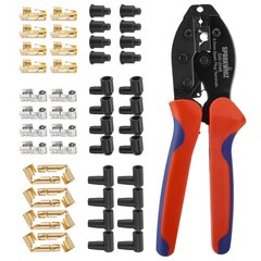 Premium Ratchet Spark Plug Wire Crimping Tool Kit with 24 Terminals & Boots