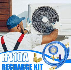AC Recharge Kit with Gauge, R410A R134A R22 Refrigerant Charging Hose Kit, 59″ H