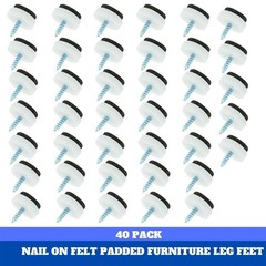 Performore Premium Heavy-Duty Nail-on Felt Pads | 40-Pack 25mm Round Furnitur…