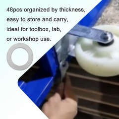 48 PCS M12 18mm Steel Shim Washer Set Thin Flat Stainless Spacer Repair Kit
