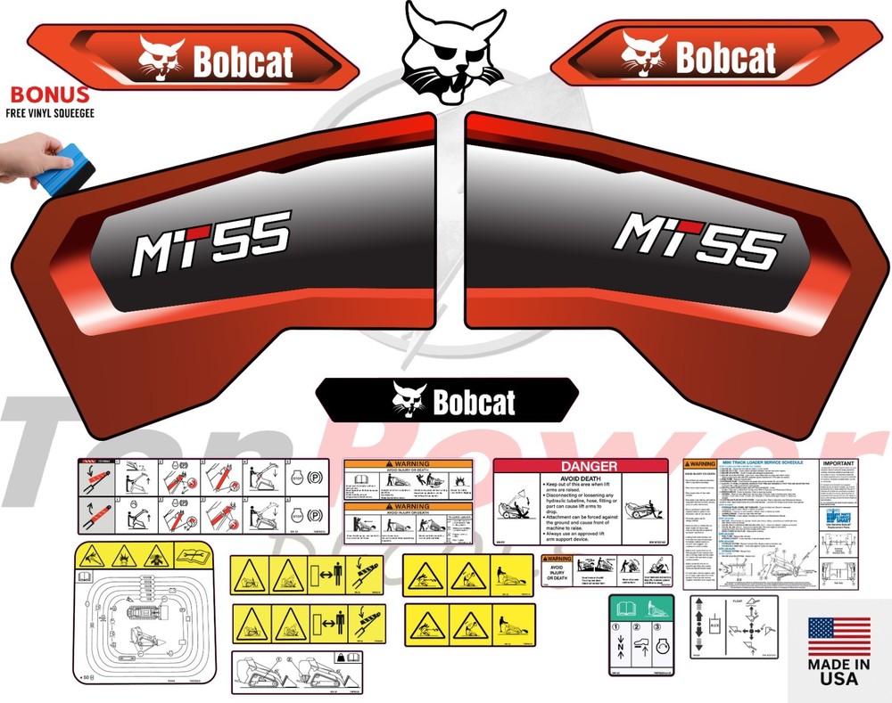 Fits Bobcat MT55 Decal Kit Skid Steer / safety decals 3M VINYL / FREE SHIPPING