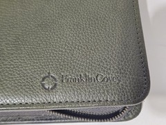 Franklin Covey Planner Sandstone Leather Green 7 Ring Full Zip 7 Habits 10×8″