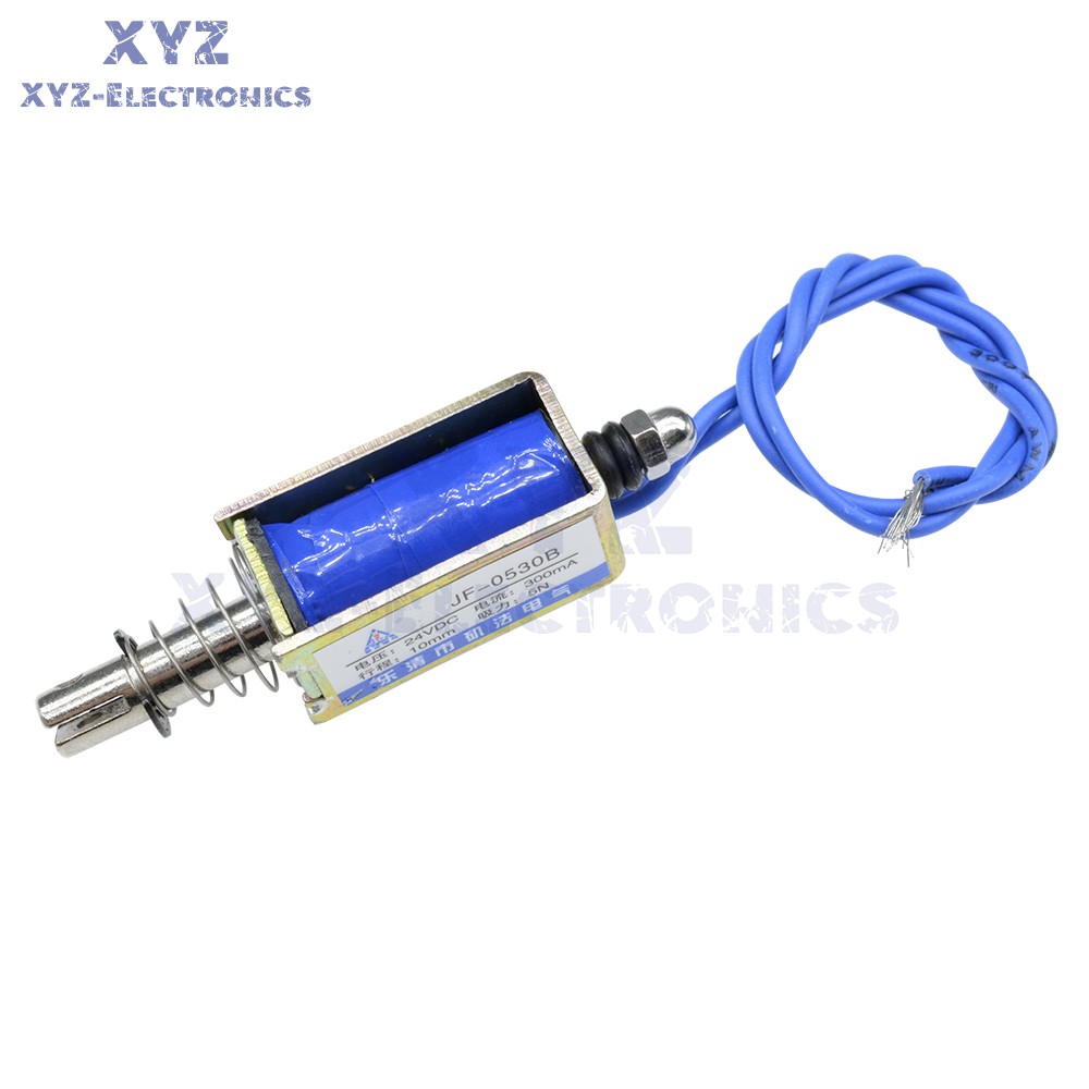 JF-0530B DC 24V 300mA 5N/10mm Pull-Push-Type Reset-Style Solenoid Electromagnet