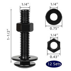 1/4-20 X 1-1/2″ Carriage Bolt Kit, Stainless Steel 304 Carriage Bolts Screws wit
