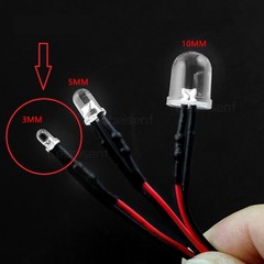 100x White LED Single Bulb Small Light Wire 5V-12V DC 3mm Bright Round Top Clear