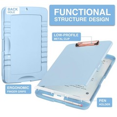 Plastic Clipboards With Storage High Capacity 8.5×11 In Letter A4 Pen Holder