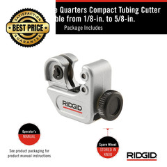 RIDGID 32975 Model 103 Close Quarters Compact Tubing Cutter for Small, Silver