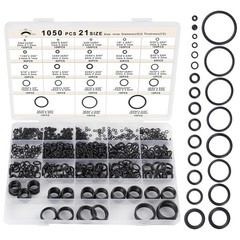 21 Size Rubber O Ring Set,1050 Pcs Black Small O Rings Assortment Kits,Assort…
