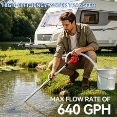 Cordless Water Transfer Pump 4000mAh Battery 640GPH 3 Adjustable Speeds