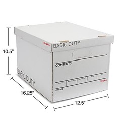 Corrugated File Box with Lift Off Lid, Letter/Legal Size, 10 Pack, White/Black