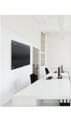 Frameless Black Glass Dry Erase Board Large Splicing Magnetic Tempered for Wall