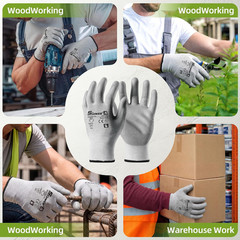 12 Pairs A6/A7 (Send Randomly) Cut Resistant Work Gloves, CR7120, L | PU Coated,