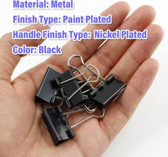 40 Pack Metal Paper Clips, Small, Medium & Large Size – 1 Inch/25mm – Black – Id