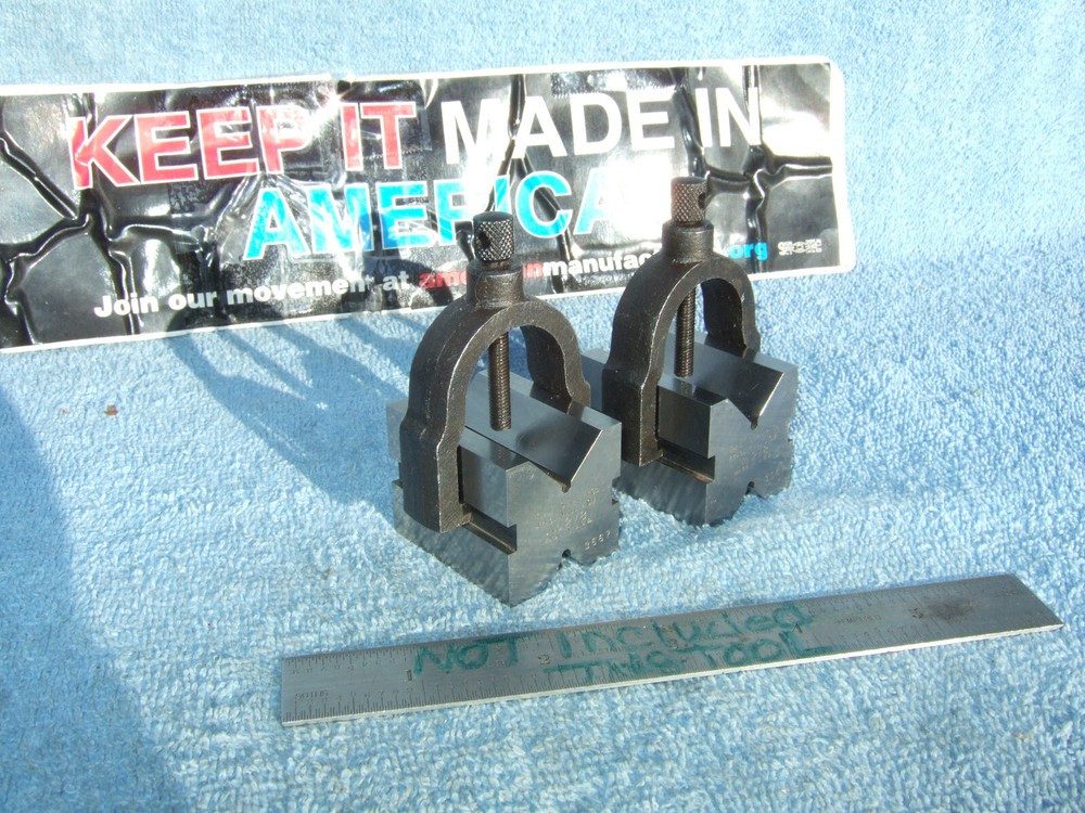 STARRETT No278 V-BLOCKS W/CLAMPS 3567 TOOLMAKER VINTAGE USa CLEAN TOOLS GRINDER