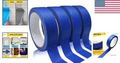 4 Rolls of Blue Painters Tape – No Residue, Easy to Remove, 0.94in x 22yd