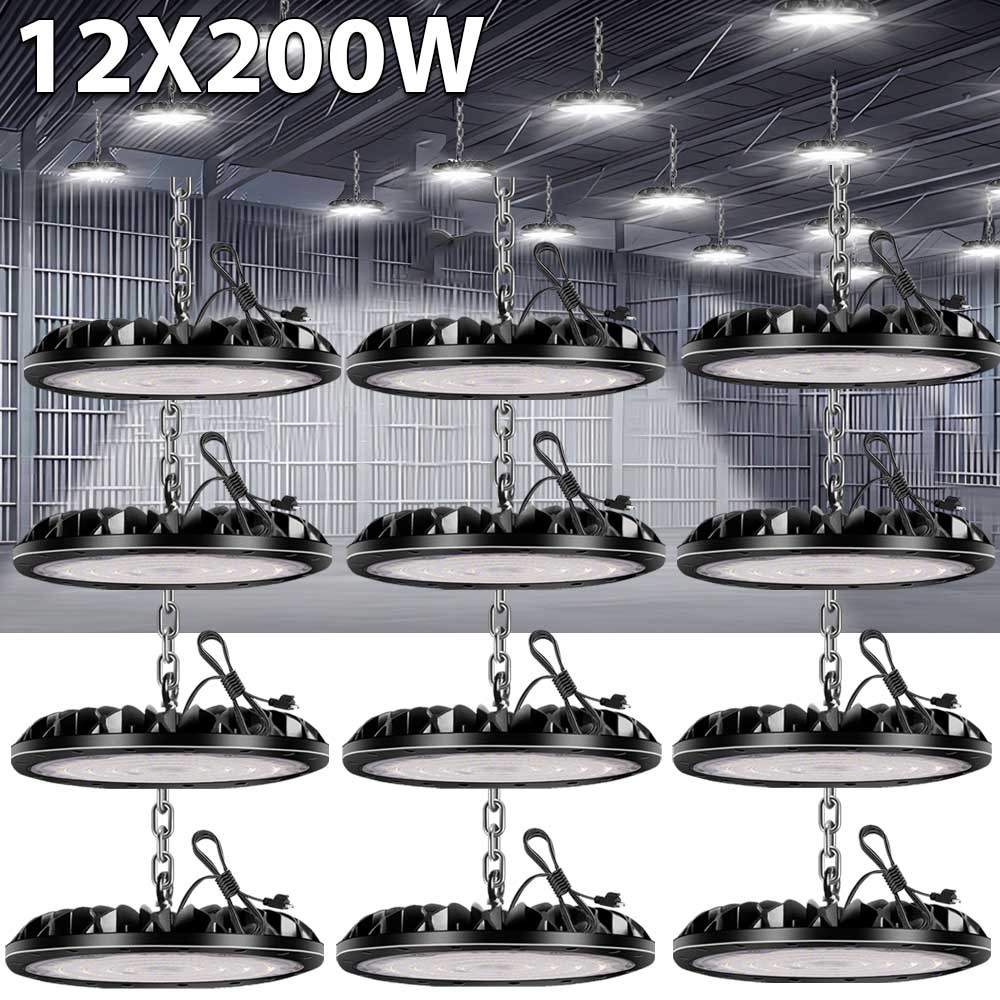 12 Pack 200W UFO LED High Bay Light Shop Warehouse Industrial Factory Commercial