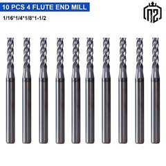 10 PCS 4 Flute 1/16″ x 1-1/2″ Overall Length Carbide End Mill -AlTiN Coated