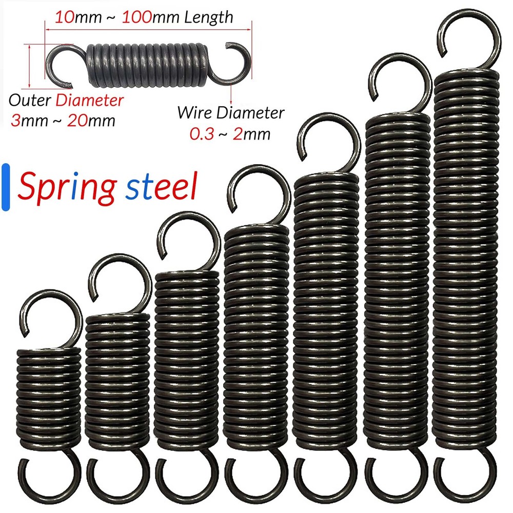 0.3mm to 2mm Wire Dia Hook Extension Tension Spring Springs Steel Small Spring