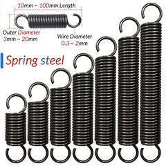 0.3mm to 2mm Wire Dia Hook Extension Tension Spring Springs Steel Small Spring