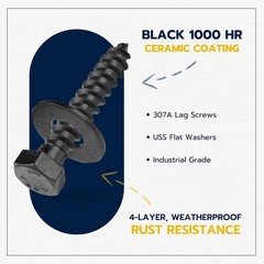 3/8 x 1-1/2 Lag Screw Kit, 50 Black Ruspert Coated Screws