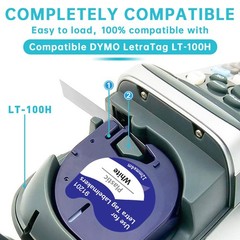 7PK Dymo Letratag Refill 91331 91330 White Plastic Label Tape 12mm LT-100H 1/2″