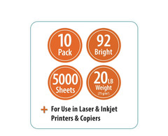 Pen+Gear Copy Paper, 8.5″ x 11″, 92 Bright White, 20 lb., 10 Ream Case 5kSheets
