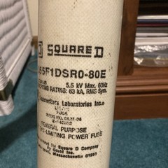 SQUARE D A055F1DSR0-200E CURRENT LIMITING POWER FUSE 5.5kV 63kA A055F1DSRO-80E