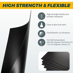 4 Pack Black Plastic Sheets 12x12x0.04 in Flexible High Tensile Plastic Sheets