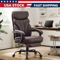 3 Soft Bags Ergonomic PU Tall Heavy Duty Executive Office Chair 500 LBS Brown
