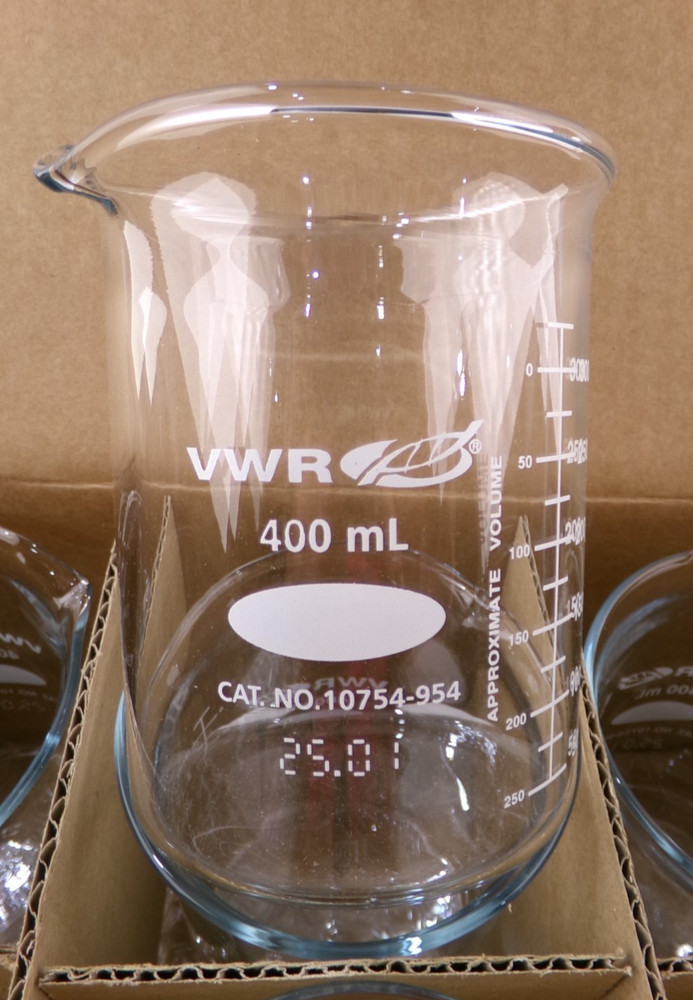 Box of 12 Avantor VWR Low Form Griffin Beakers, 400ml, # 10754-954, New S7