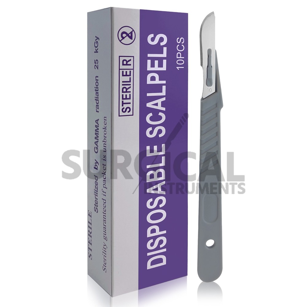5 pcs Dermaplaning Scalpel Blade Number 10 with Disposable BP Plastic Handle
