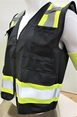 FX Two Tone HI-VIS Black Safety Vest with 4 Front Pocket Small to 5XL