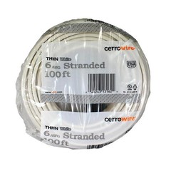 Cerrowire 100 ft. 6 Gauge White Stranded Copper THHN Wire