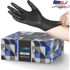 Black Nitrile Disposable Gloves Medium 50 Count BBQ Tattoo Hair Dye Cooking