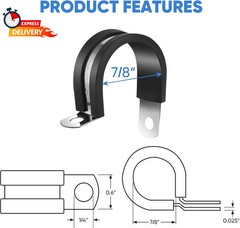 TICONN 24PCS 7/8″ Cable Clamps, Rubber Cushion Pipe Clamps