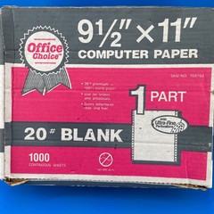 Office Choice Computer Paper White 9.5×11 1990s Vintage Dot Matrix 20lb Bond