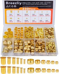 Brass Compression Fittings Assortment Kit – 6 Sizes for Fluids and Gases