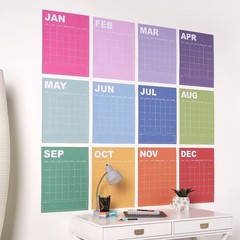 Undated Large Monthly Wall Calendar 15×19 Inch Rainbow Color Academic Planner
