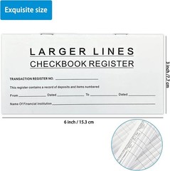 10 Pack Large Print Low Vision Checkbook Registers, 3″ x 6″, Check Registers for